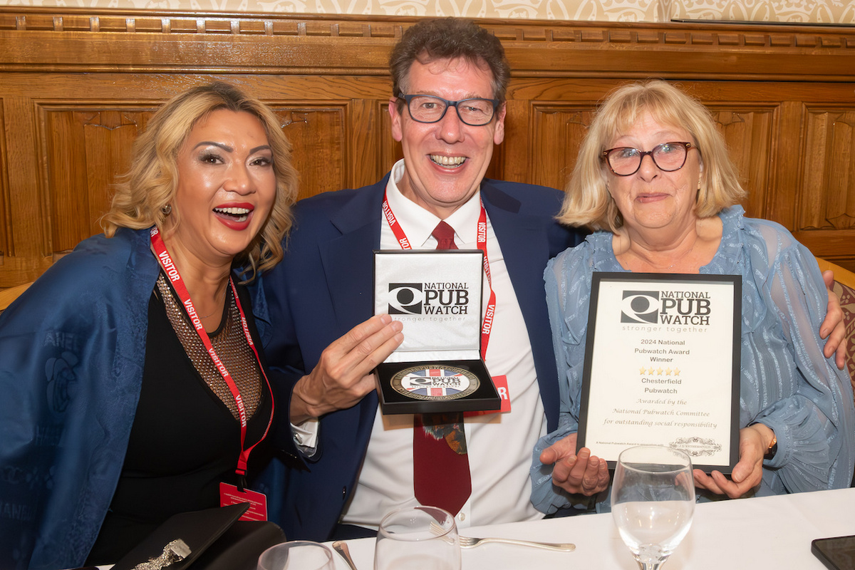 Members of Chesterfield Pubwatch celebrate their award win